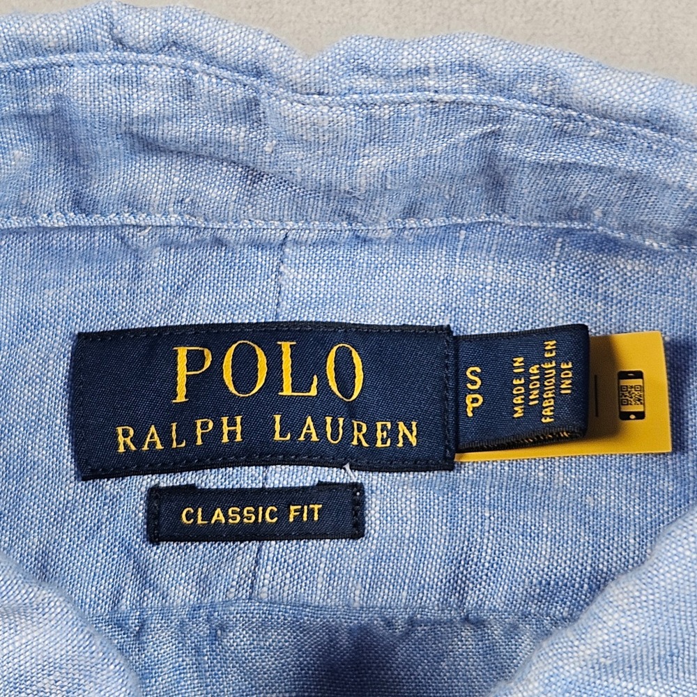 Polo Ralph Lauren Linen Shirt Mens Small Blue Button Up Lightweight Classic Fit - Picture 3 of 7
